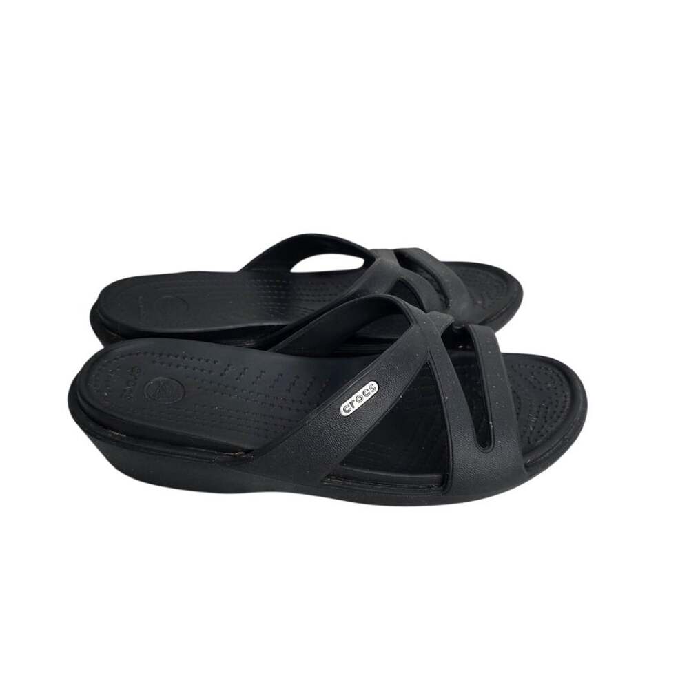 CROCS Patricia II Black Mini wedge Slip On sandal Women's 8